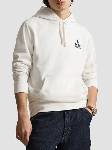 Polo Ralph Lauren Men's Logo-Embroidered Drawstring Hoodie - White | Thumbnail 4 Polo Ralph Lauren Men's Logo-Embroidered Drawstring Hoodie - White | Thumbnail 4