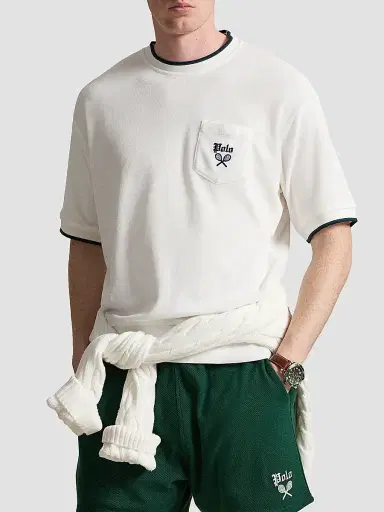 Polo Ralph Lauren Men's Relaxed-Fit Terry Short-Sleeve Sweatshirt - White | Thumbnail 4 Polo Ralph Lauren Men's Relaxed-Fit Terry Short-Sleeve Sweatshirt - White | Thumbnail 4