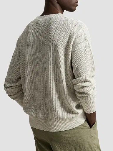 Polo Ralph Lauren Men's Linen Rib-Knit Crewneck Sweater - Stone Pebble | Thumbnail 3 Polo Ralph Lauren Men's Linen Rib-Knit Crewneck Sweater - Stone Pebble | Thumbnail 3