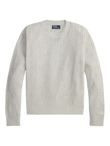 Polo Ralph Lauren Men's Linen Rib-Knit Crewneck Sweater - Stone Pebble | Thumbnail 1 Polo Ralph Lauren Men's Linen Rib-Knit Crewneck Sweater - Stone Pebble | Thumbnail 1