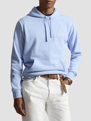 Polo Ralph Lauren Men's Logo-Embroidered Drawstring Hoodie - Pebble Blue | Thumbnail 4 Polo Ralph Lauren Men's Logo-Embroidered Drawstring Hoodie - Pebble Blue | Thumbnail 4