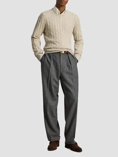 Polo Ralph Lauren Men's Cashmere Cable-Knit Crewneck Sweater - Walnut Brown Heather - Size XXL | Thumbnail 2 Polo Ralph Lauren Men's Cashmere Cable-Knit Crewneck Sweater - Walnut Brown Heather - Size XXL | Thumbnail 2