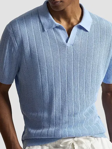 Polo Ralph Lauren Men's Linen Rib-Knit Short-Sleeve Polo Sweater | Thumbnail 5 Polo Ralph Lauren Men's Linen Rib-Knit Short-Sleeve Polo Sweater | Thumbnail 5