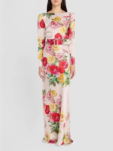 Libertine Women's Pat Nixon Belted Look Back Gown - Cream Multi - Size Small | Thumbnail 2 Libertine Women's Pat Nixon Belted Look Back Gown - Cream Multi - Size Small | Thumbnail 2