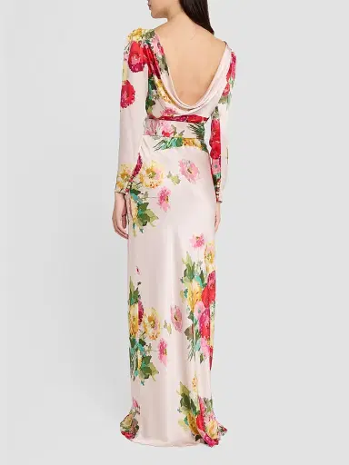 Libertine Women's Pat Nixon Belted Look Back Gown - Cream Multi - Size Small | Thumbnail 3 Libertine Women's Pat Nixon Belted Look Back Gown - Cream Multi - Size Small | Thumbnail 3