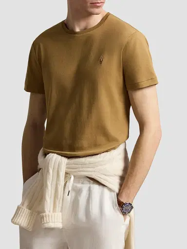 Polo Ralph Lauren Men's Cotton Crewneck T-Shirt - Cafe Brown | Thumbnail 4 Polo Ralph Lauren Men's Cotton Crewneck T-Shirt - Cafe Brown | Thumbnail 4