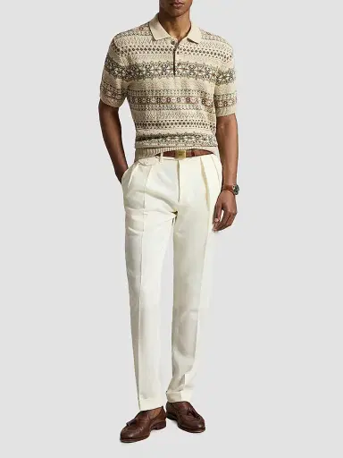 Polo Ralph Lauren Men's Fair Isle Cotton-Linen Knit Polo Shirt | Thumbnail 2 Polo Ralph Lauren Men's Fair Isle Cotton-Linen Knit Polo Shirt | Thumbnail 2