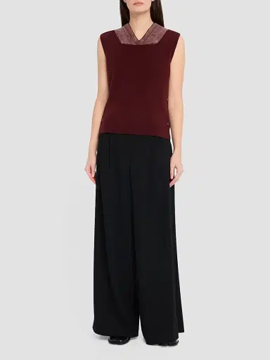 Maison Margiela Women's Fuse Wool Knit Top - Bordeaux Ecru | Thumbnail 2 Maison Margiela Women's Fuse Wool Knit Top - Bordeaux Ecru | Thumbnail 2