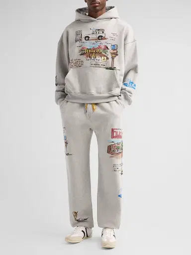 Rhude Men's Highway One Hoodie - Heather Grey Multi - Size XL | Thumbnail 2 Rhude Men's Highway One Hoodie - Heather Grey Multi - Size XL | Thumbnail 2