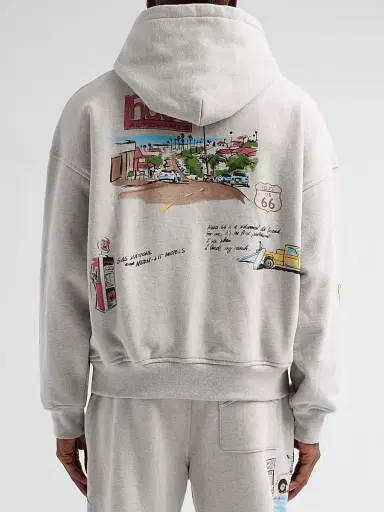 Rhude Men's Highway One Hoodie - Heather Grey Multi - Size XL | Thumbnail 3 Rhude Men's Highway One Hoodie - Heather Grey Multi - Size XL | Thumbnail 3
