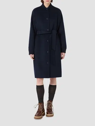 Weekend Max Mara Women's Double Wool Broadcloth Coat - Navy | Thumbnail 3 Weekend Max Mara Women's Double Wool Broadcloth Coat - Navy | Thumbnail 3