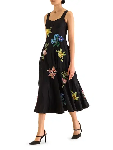AFEW Rahul Mishra Women's Sequined Silk Corset Dress - Black | Thumbnail 3 AFEW Rahul Mishra Women's Sequined Silk Corset Dress - Black | Thumbnail 3