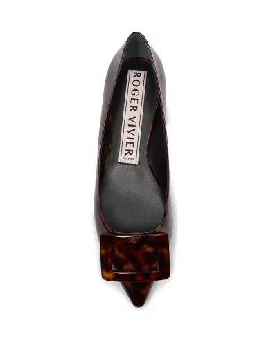 Roger Vivier Women's Gommettine Tortoiseshell-Print Patent Leather Ballerina Flats - Marrone Africa | Thumbnail 4 Roger Vivier Women's Gommettine Tortoiseshell-Print Patent Leather Ballerina Flats - Marrone Africa | Thumbnail 4