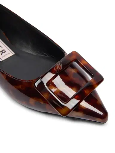 Roger Vivier Women's Gommettine Tortoiseshell-Print Patent Leather Ballerina Flats - Marrone Africa | Thumbnail 5 Roger Vivier Women's Gommettine Tortoiseshell-Print Patent Leather Ballerina Flats - Marrone Africa | Thumbnail 5