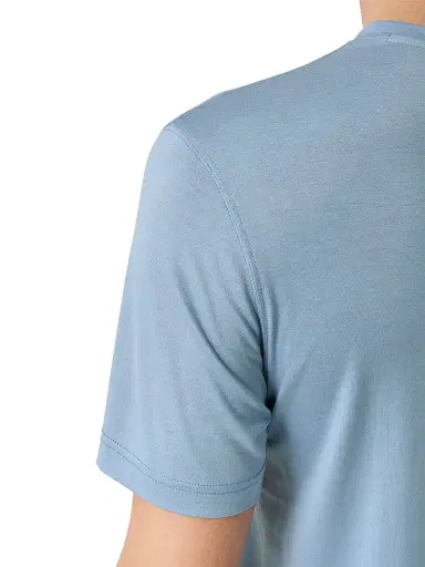 Eton Men's Silk-Cotton Knit T-Shirt - Blue | Thumbnail 5 Eton Men's Silk-Cotton Knit T-Shirt - Blue | Thumbnail 5