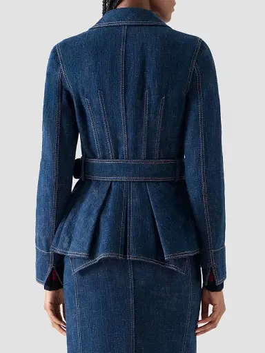 Akris punto Women's Brushed Denim Jacket - Blue Denim - Size 14 | Thumbnail 3 Akris punto Women's Brushed Denim Jacket - Blue Denim - Size 14 | Thumbnail 3