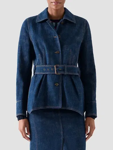Akris punto Women's Brushed Denim Jacket - Blue Denim - Size 14 | Thumbnail 4 Akris punto Women's Brushed Denim Jacket - Blue Denim - Size 14 | Thumbnail 4