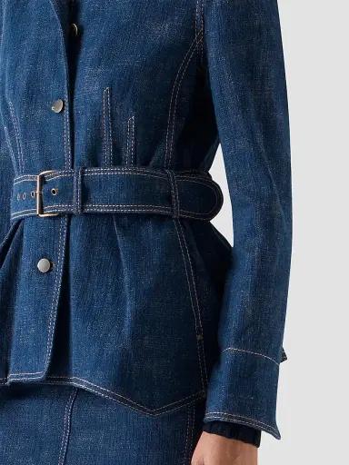 Akris punto Women's Brushed Denim Jacket - Blue Denim - Size 14 | Thumbnail 5 Akris punto Women's Brushed Denim Jacket - Blue Denim - Size 14 | Thumbnail 5