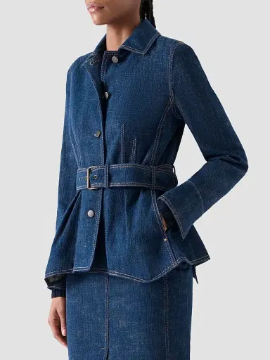 Akris punto Women's Brushed Denim Jacket - Blue Denim - Size 14 | Thumbnail 6 Akris punto Women's Brushed Denim Jacket - Blue Denim - Size 14 | Thumbnail 6