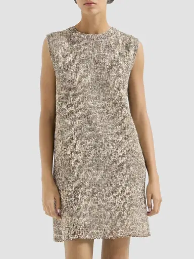 Brunello Cucinelli Women's Dazzling Craquelé Embroidery Dress - Silver | Thumbnail 2 Brunello Cucinelli Women's Dazzling Craquelé Embroidery Dress - Silver | Thumbnail 2