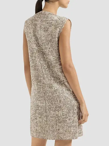 Brunello Cucinelli Women's Dazzling Craquelé Embroidery Dress - Silver | Thumbnail 3 Brunello Cucinelli Women's Dazzling Craquelé Embroidery Dress - Silver | Thumbnail 3