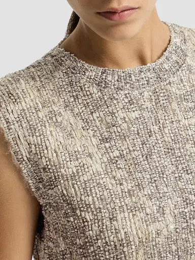 Brunello Cucinelli Women's Dazzling Craquelé Embroidery Dress - Silver | Thumbnail 5 Brunello Cucinelli Women's Dazzling Craquelé Embroidery Dress - Silver | Thumbnail 5