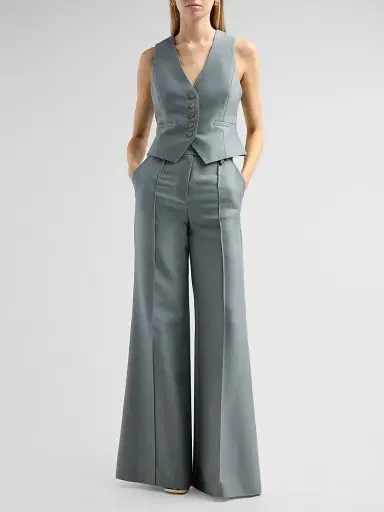 Zimmermann Women's Valiant Wool-Silk Waistcoat - Airforce - Size 8 | Thumbnail 2 Zimmermann Women's Valiant Wool-Silk Waistcoat - Airforce - Size 8 | Thumbnail 2