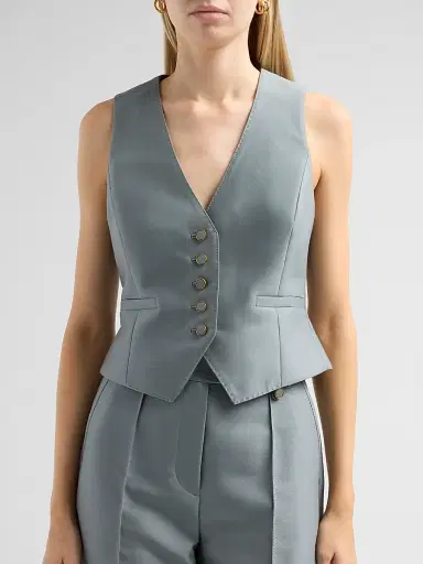 Zimmermann Women's Valiant Wool-Silk Waistcoat - Airforce - Size 8 | Thumbnail 5 Zimmermann Women's Valiant Wool-Silk Waistcoat - Airforce - Size 8 | Thumbnail 5