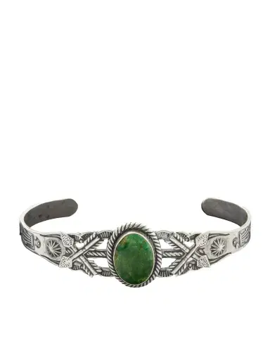FOUNDWELL Vintage 1940s Sterling Silver Malachite Cuff - Men | Thumbnail 1 FOUNDWELL Vintage 1940s Sterling Silver Malachite Cuff - Men | Thumbnail 1