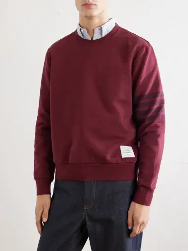 Thom Browne 4-Bar Stripe Cotton-Jersey Sweatshirt - Men | Thumbnail 3 Thom Browne 4-Bar Stripe Cotton-Jersey Sweatshirt - Men | Thumbnail 3
