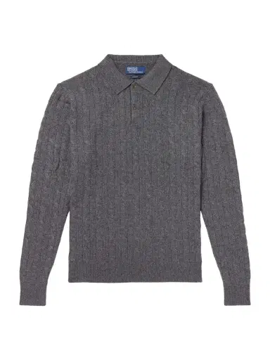 Polo Ralph Lauren Cable-Knit Cashmere Polo Sweater - Men | Thumbnail 1 Polo Ralph Lauren Cable-Knit Cashmere Polo Sweater - Men | Thumbnail 1