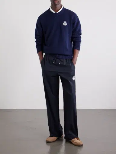 Frame Straight-Leg Drawstring Logo-Embroidered Cotton-Blend Trousers - Men | Thumbnail 2 Frame Straight-Leg Drawstring Logo-Embroidered Cotton-Blend Trousers - Men | Thumbnail 2