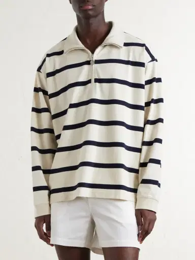 Frame Logo-Embroidered Striped Cotton Sweater - Men | Thumbnail 3 Frame Logo-Embroidered Striped Cotton Sweater - Men | Thumbnail 3