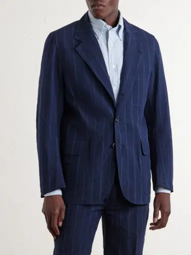 Drake's Games Pinstriped Linen and Cotton-Blend Suit Jacket - Men | Thumbnail 3 Drake's Games Pinstriped Linen and Cotton-Blend Suit Jacket - Men | Thumbnail 3