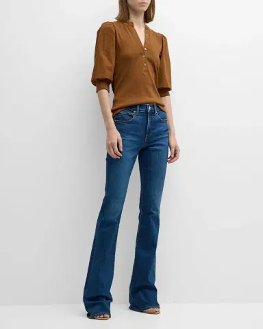 Veronica Beard Coralee Puff Sleeve Button-Front Top | Thumbnail 2 Veronica Beard Coralee Puff Sleeve Button-Front Top | Thumbnail 2