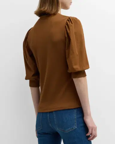 Veronica Beard Coralee Puff Sleeve Button-Front Top | Thumbnail 3 Veronica Beard Coralee Puff Sleeve Button-Front Top | Thumbnail 3