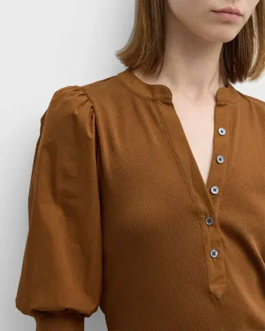 Veronica Beard Coralee Puff Sleeve Button-Front Top | Thumbnail 5 Veronica Beard Coralee Puff Sleeve Button-Front Top | Thumbnail 5