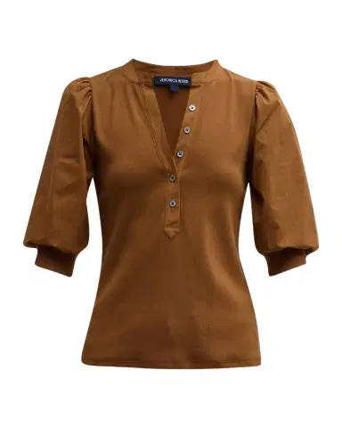 Veronica Beard Coralee Puff Sleeve Button-Front Top | Thumbnail 1 Veronica Beard Coralee Puff Sleeve Button-Front Top | Thumbnail 1