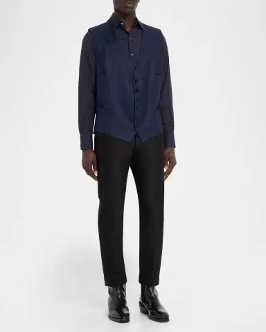 Tom Ford Men's Wool Button-Front Waistcoat | Thumbnail 2 Tom Ford Men's Wool Button-Front Waistcoat | Thumbnail 2
