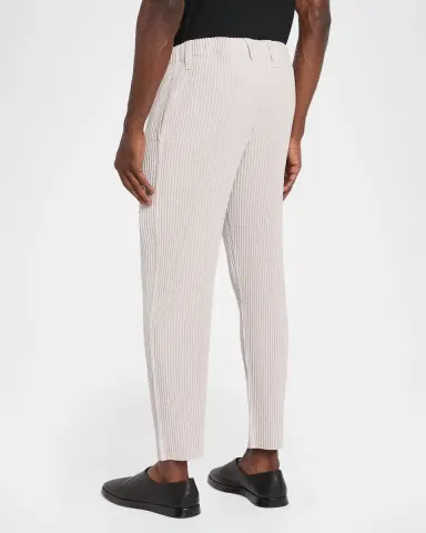 Homme Plissé Issey Miyake Men's Linen Like Pleated Tapered Trousers | Thumbnail 3 Homme Plissé Issey Miyake Men's Linen Like Pleated Tapered Trousers | Thumbnail 3
