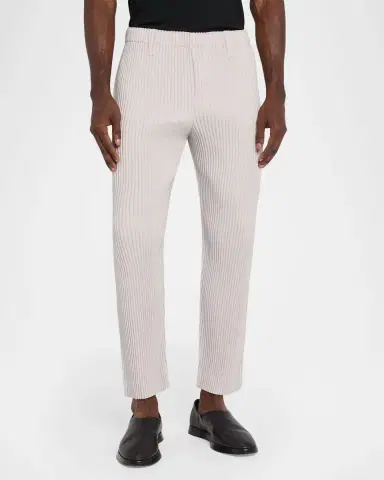 Homme Plissé Issey Miyake Men's Linen Like Pleated Tapered Trousers | Thumbnail 4 Homme Plissé Issey Miyake Men's Linen Like Pleated Tapered Trousers | Thumbnail 4