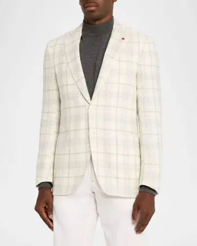 Isaia Men 's Plaid Wool Single-Breasted Sport Coat | Thumbnail 4 Isaia Men 's Plaid Wool Single-Breasted Sport Coat | Thumbnail 4