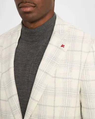 Isaia Men 's Plaid Wool Single-Breasted Sport Coat | Thumbnail 5 Isaia Men 's Plaid Wool Single-Breasted Sport Coat | Thumbnail 5