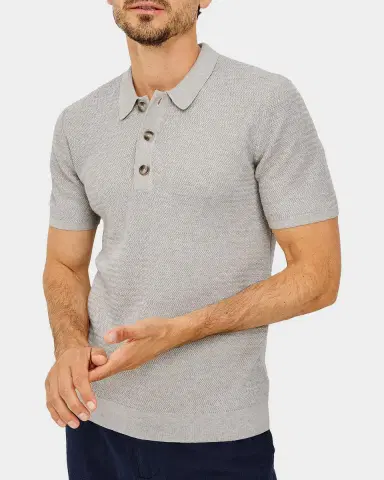 RAILS Men's Nathan Textured Cotton-Cashmere Polo Shirt | Thumbnail 4 RAILS Men's Nathan Textured Cotton-Cashmere Polo Shirt | Thumbnail 4