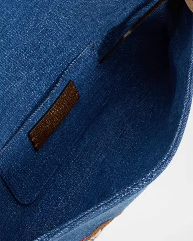 Valentino Garavani Devain Small Embroidered Denim Shoulder Bag | Thumbnail 3 Valentino Garavani Devain Small Embroidered Denim Shoulder Bag | Thumbnail 3