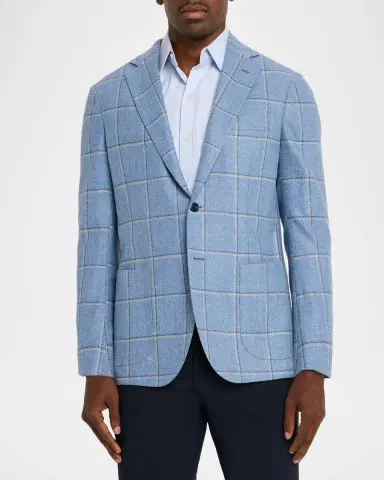 Sartorio Men's Wool and Cashmere Plaid Single-Breasted Sport Coat | Thumbnail 4 Sartorio Men's Wool and Cashmere Plaid Single-Breasted Sport Coat | Thumbnail 4