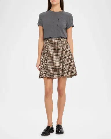 Brunello Cucinelli Checked Wool-Alpaca Mini Circle Skirt | Thumbnail 2 Brunello Cucinelli Checked Wool-Alpaca Mini Circle Skirt | Thumbnail 2