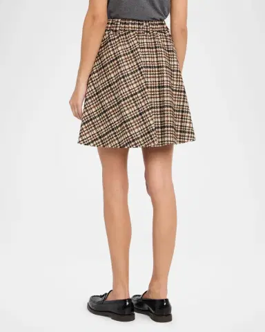 Brunello Cucinelli Checked Wool-Alpaca Mini Circle Skirt | Thumbnail 3 Brunello Cucinelli Checked Wool-Alpaca Mini Circle Skirt | Thumbnail 3