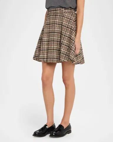 Brunello Cucinelli Checked Wool-Alpaca Mini Circle Skirt | Thumbnail 4 Brunello Cucinelli Checked Wool-Alpaca Mini Circle Skirt | Thumbnail 4