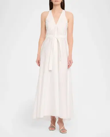 Brunello Cucinelli Sleeveless Belted Cotton Techno Poplin Midi Dress | Thumbnail 2 Brunello Cucinelli Sleeveless Belted Cotton Techno Poplin Midi Dress | Thumbnail 2